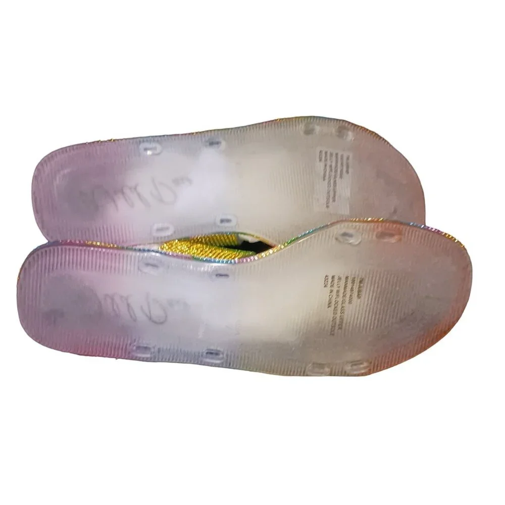 NEW Wild‎ Pair Juba Embellished Pool Side Jelly Sandals in Rainbow Bling Size 7